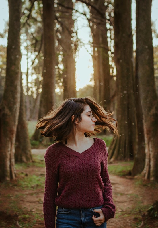 Beautiful woman wearing a chunky sweater 