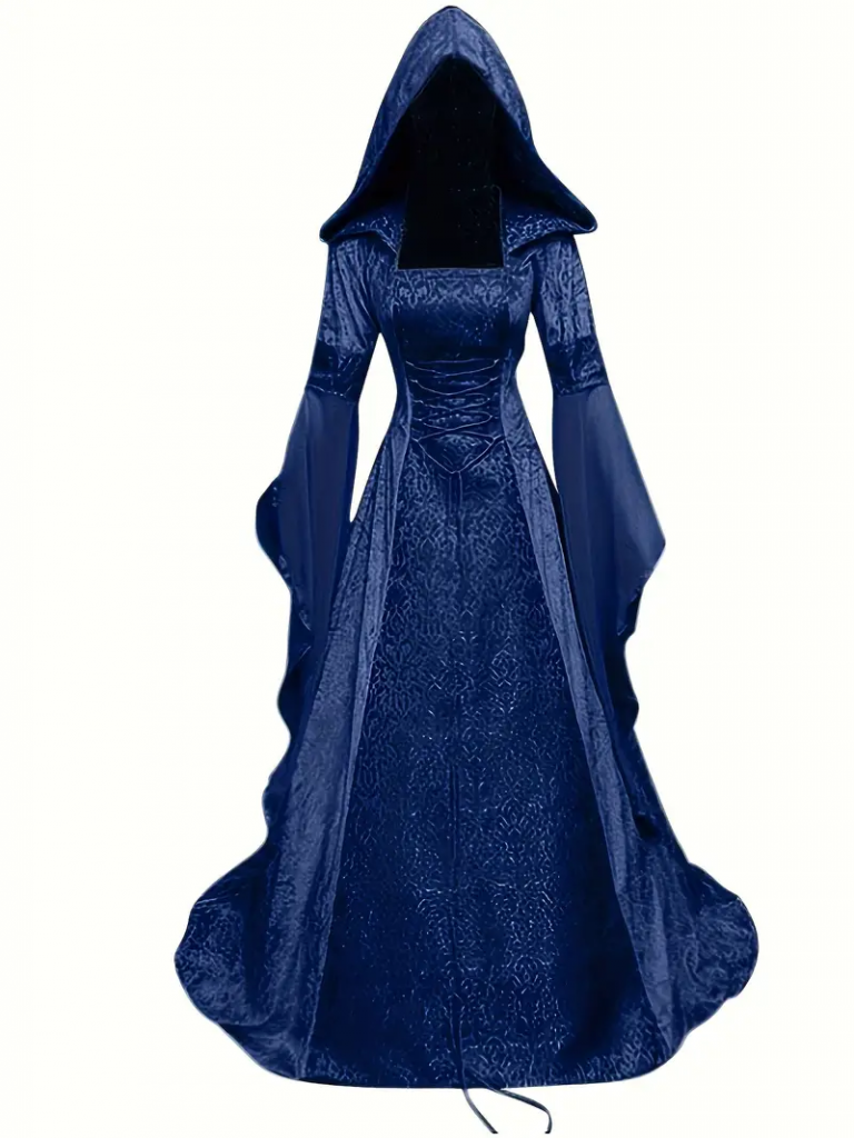  A navy blue gothic corset renaissance dress for special occasions like halloween for party outfits for women.