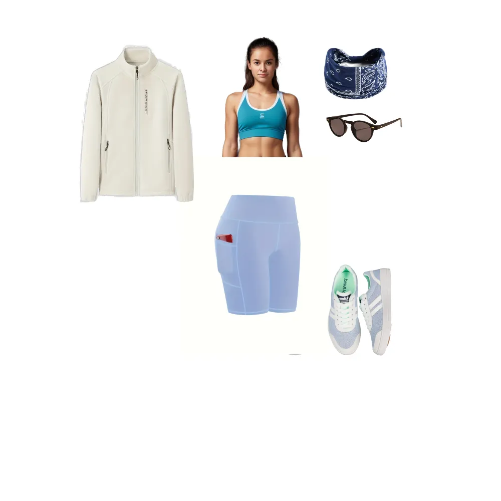 Blue sports top on matching shorts as womens activewear sets