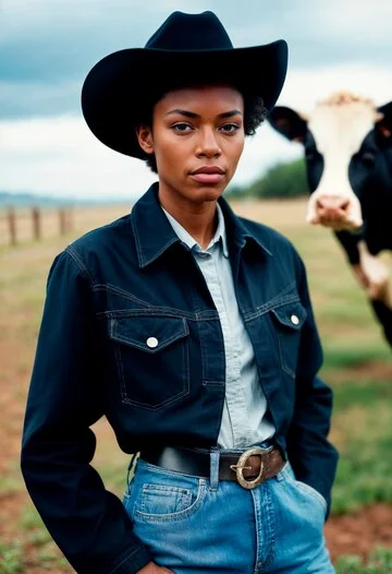 double denim with cowboy boots for western wear for women