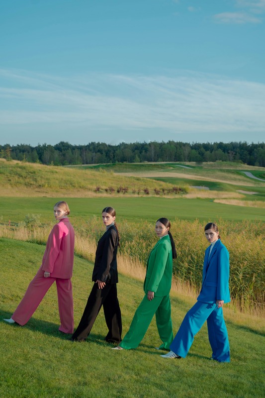 Women wearing colorful outfits