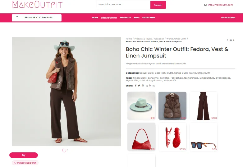 Makeoutfit connects directly to your catalog while customers can shop complete looks