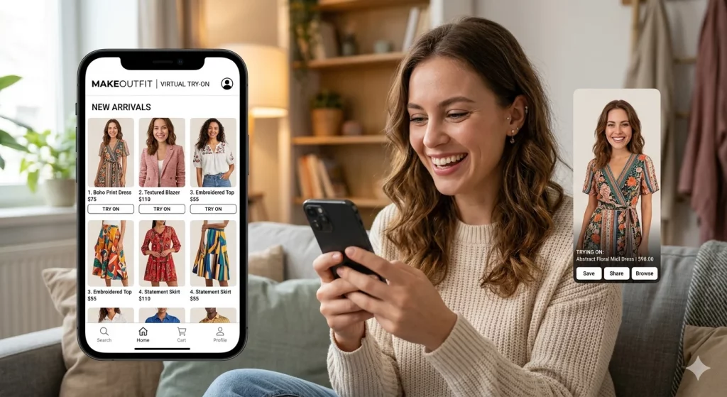 Makeoutfit discovery feed for shoppers
